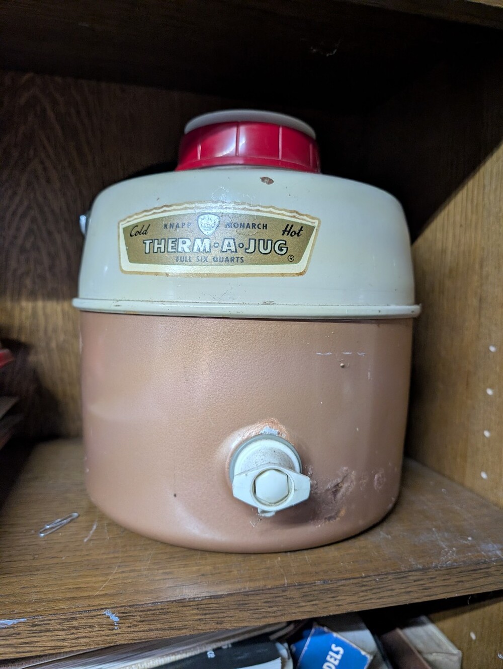 Therm-A-Jug Insulated Beverage Dispenser in Cream and Brown